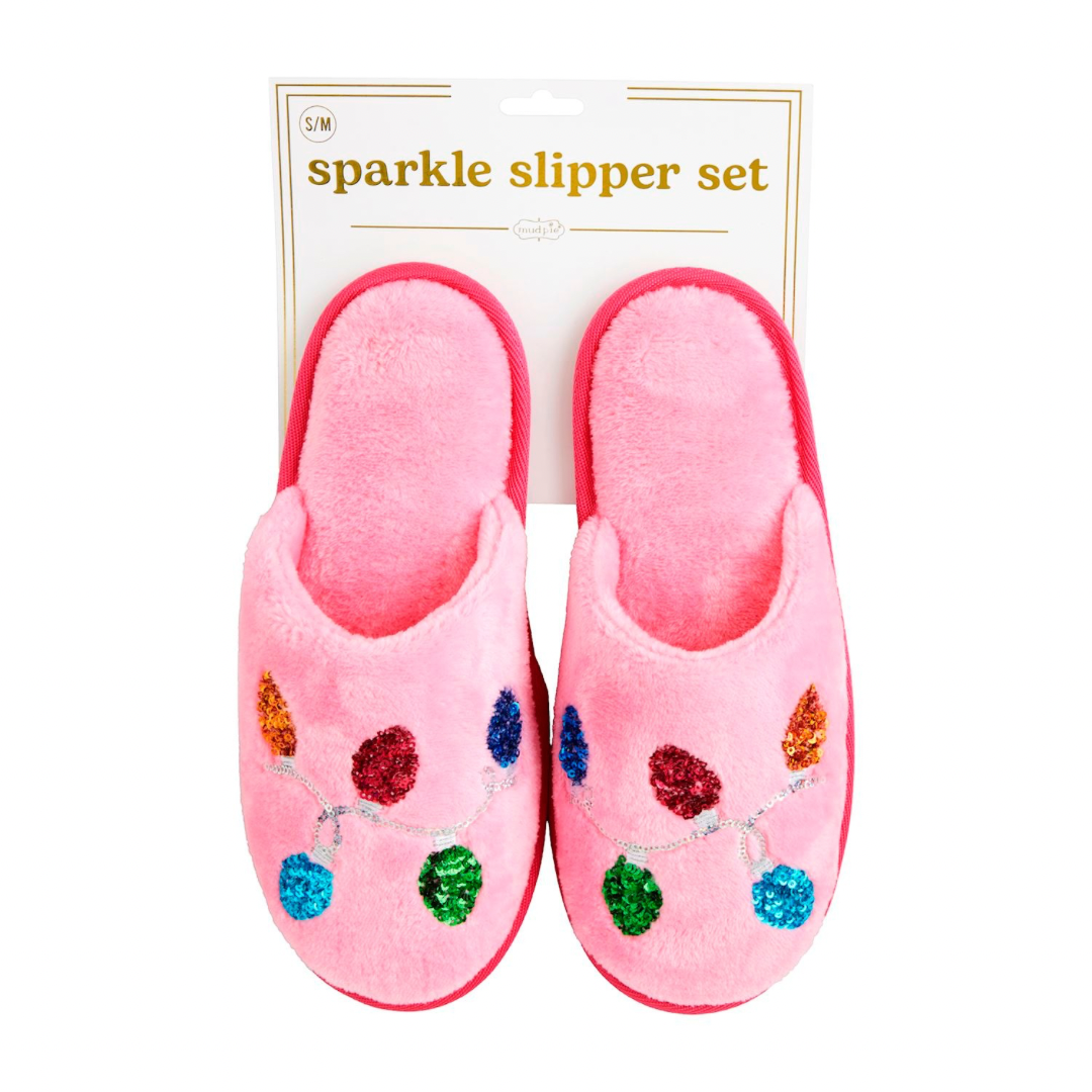 Holiday Pink Sparkle Slippers