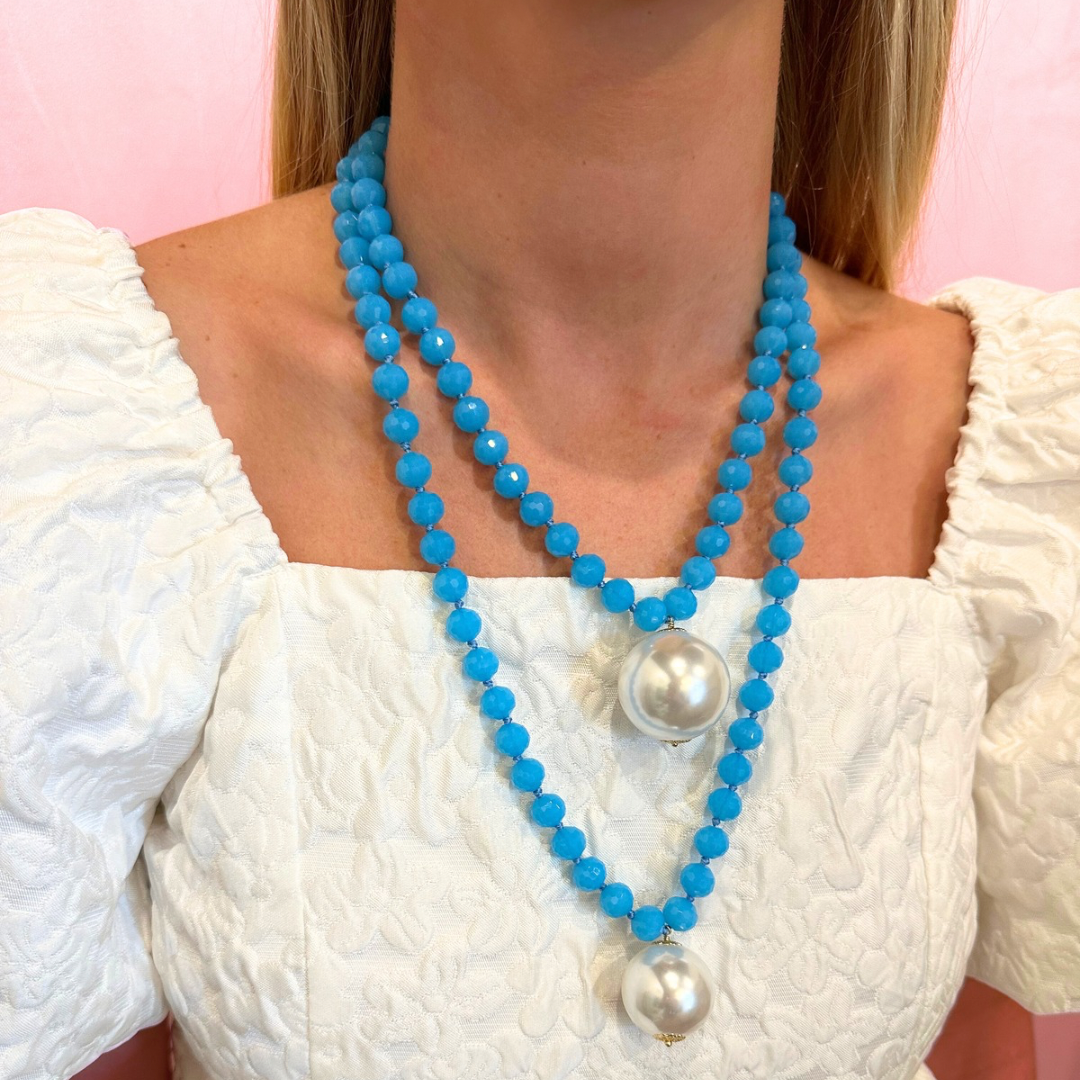 Shiny Double Bead Long Necklace