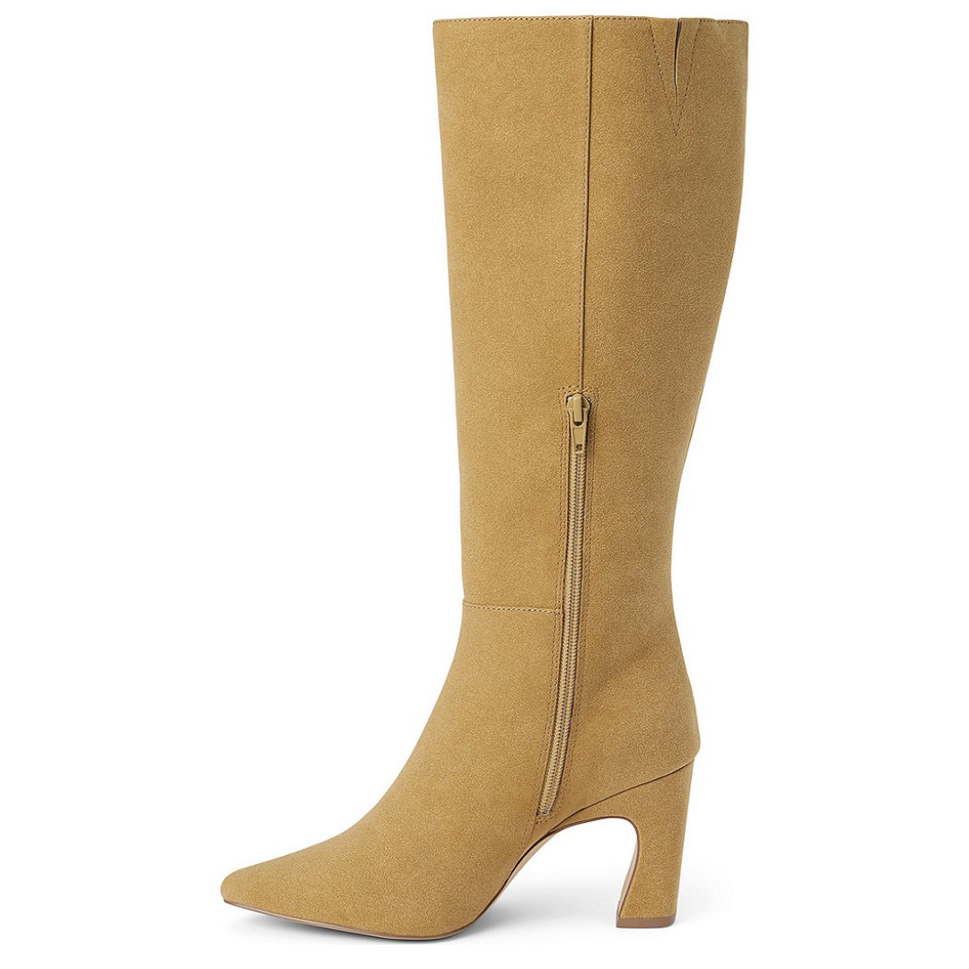 Willow Pointed Tall Boots - Natural