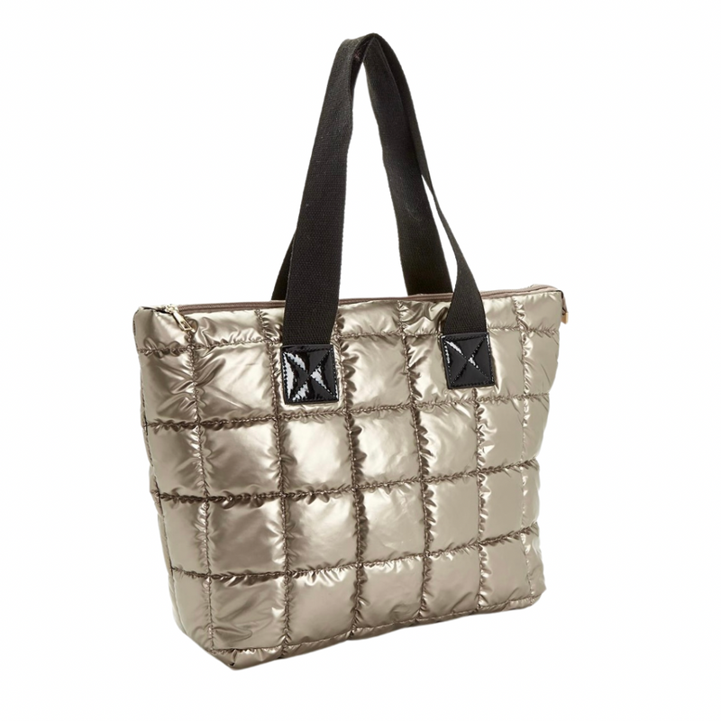 Metallic Puffer Tote