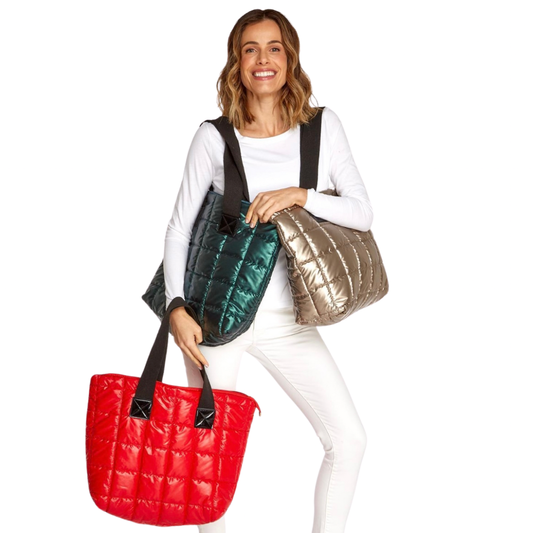 Metallic Puffer Tote