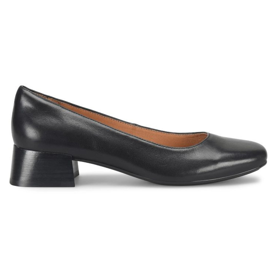 Lillian Block Heel Pump - Black Leather