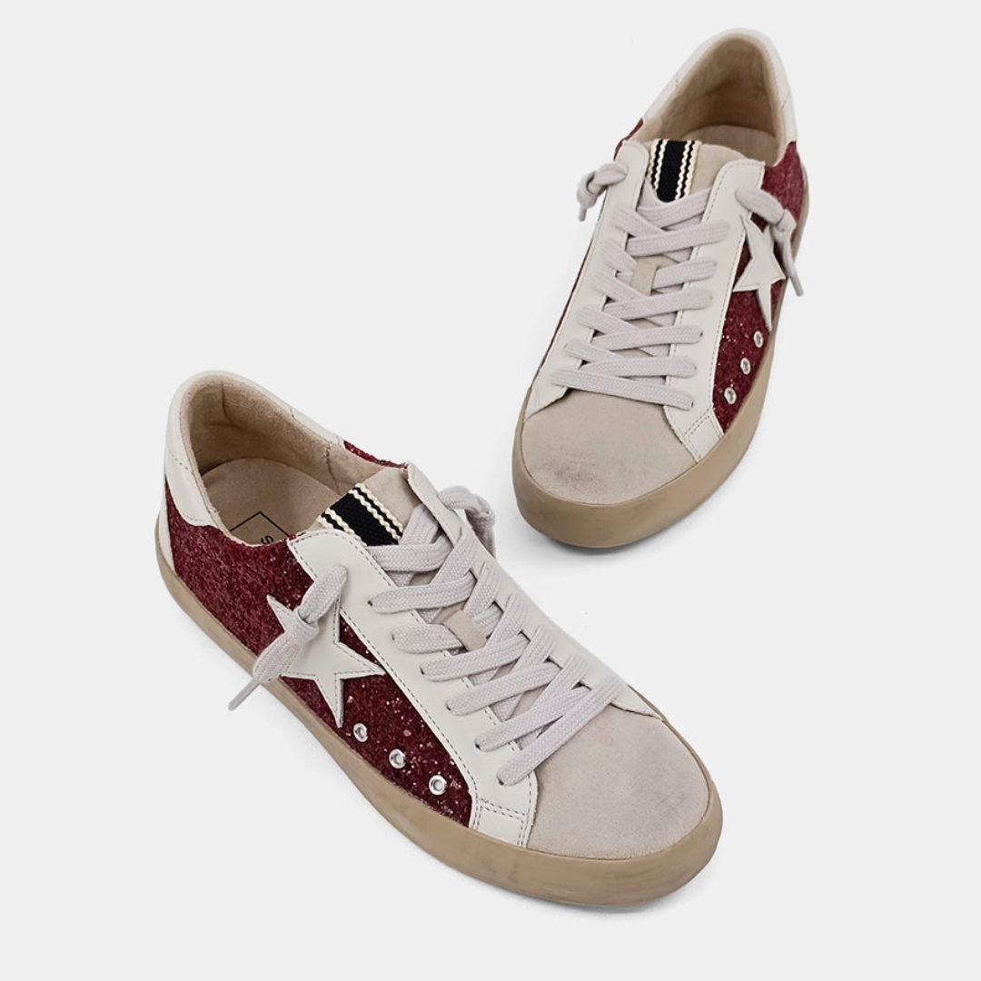 Paula Sneakers - Burgundy Glitter