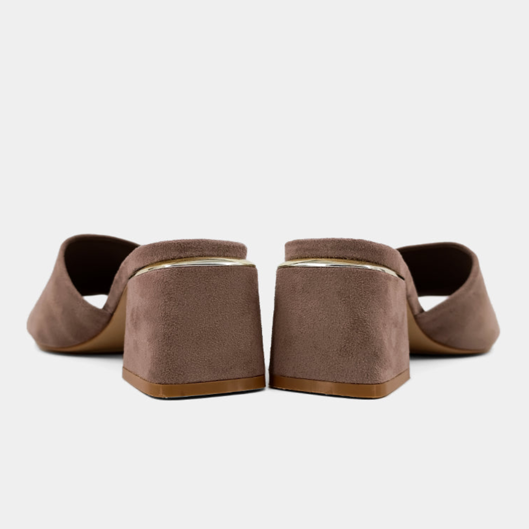 Glinda Heeled Mules - Taupe Suede