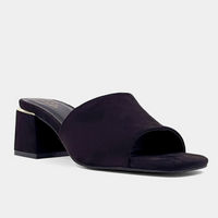 Glinda Heeled Mules - Black Suede