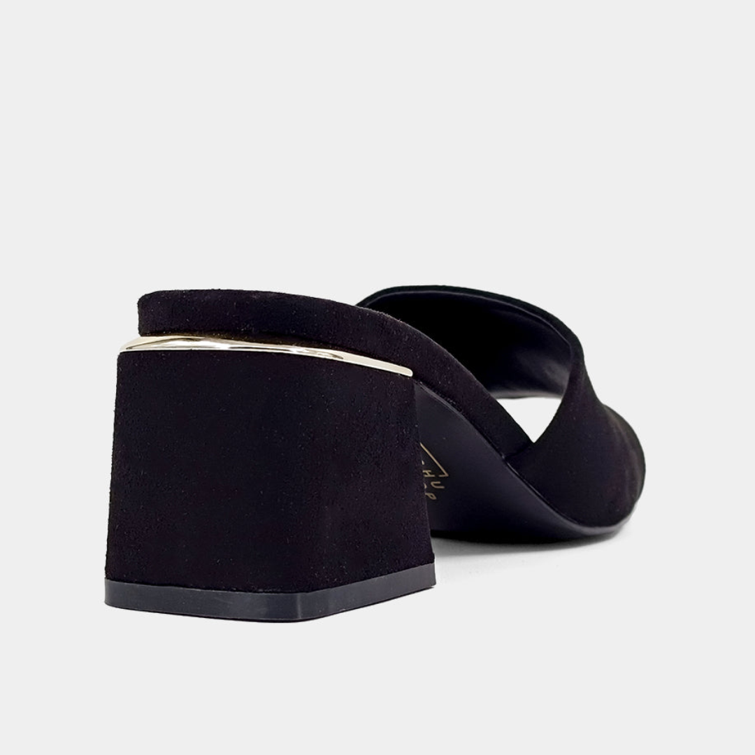 Glinda Heeled Mules - Black Suede