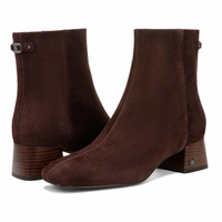 Paige Ankle Bootie - Dark Brown Suede