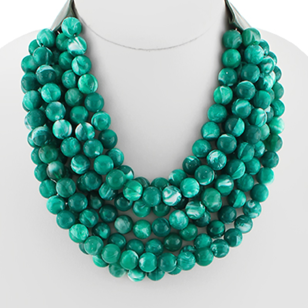 Agate Ball Bead Layered Necklace