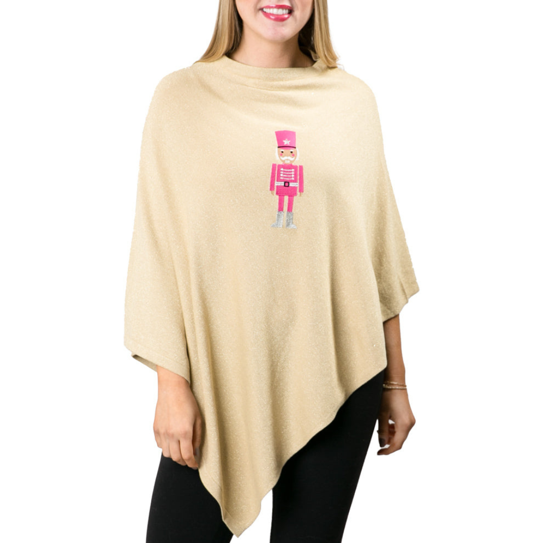 Holly Poncho - Gold + Pink Nutcracker