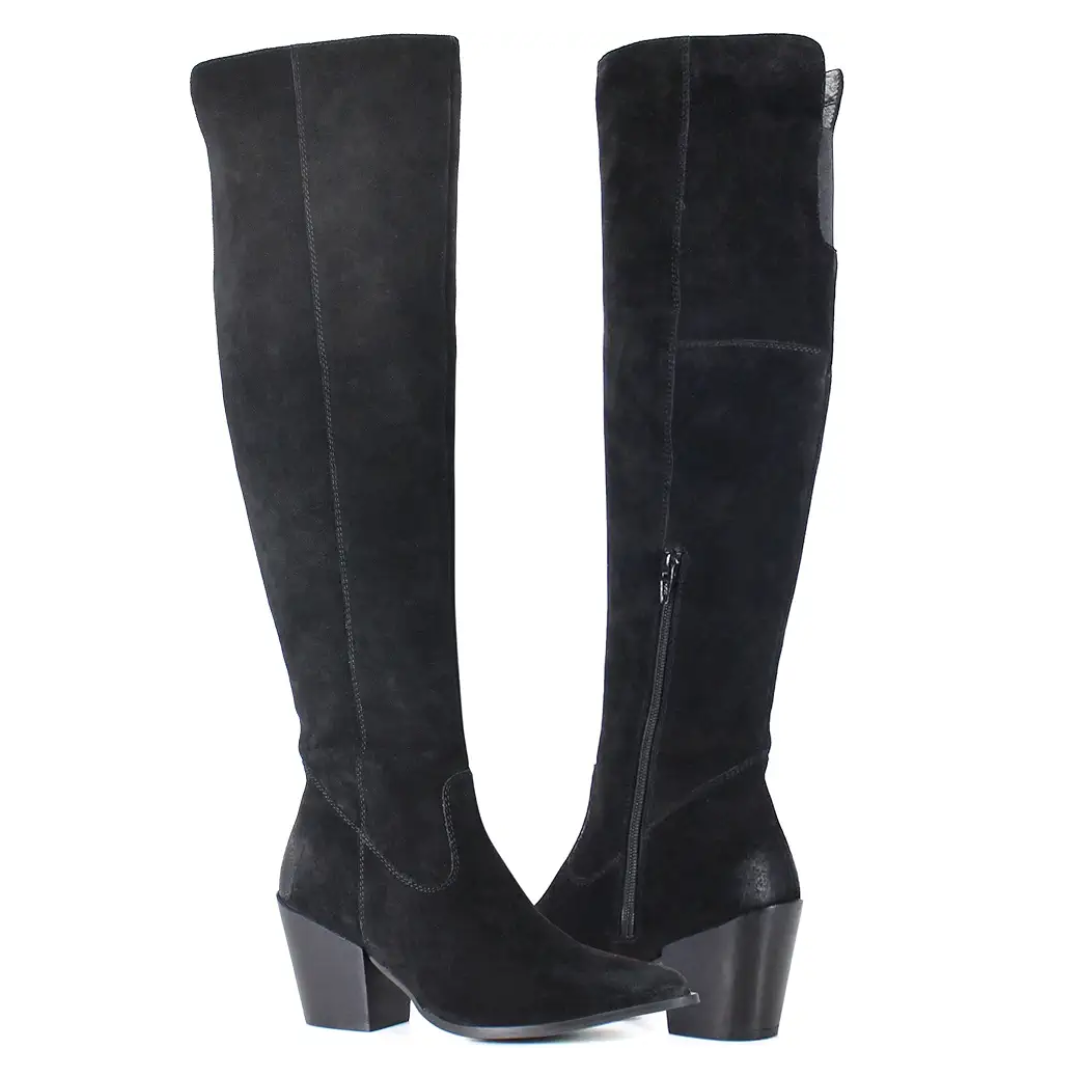 Cinna Full Tall Boot - Black Suede