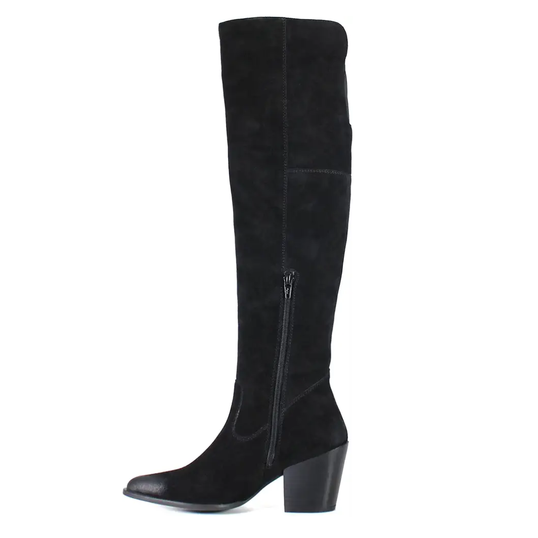 Cinna Full Tall Boot - Black Suede