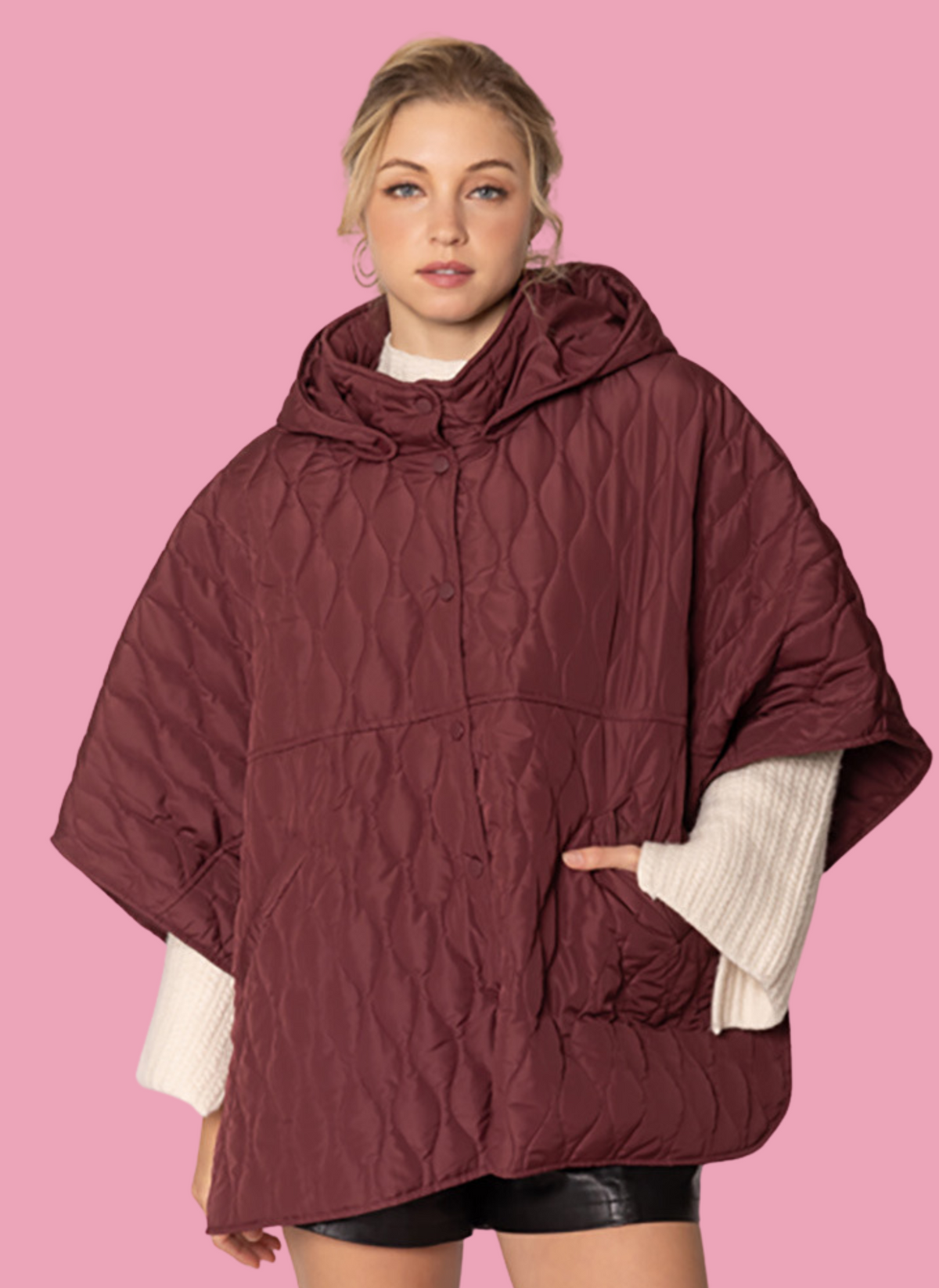 Quilted Puffer Poncho