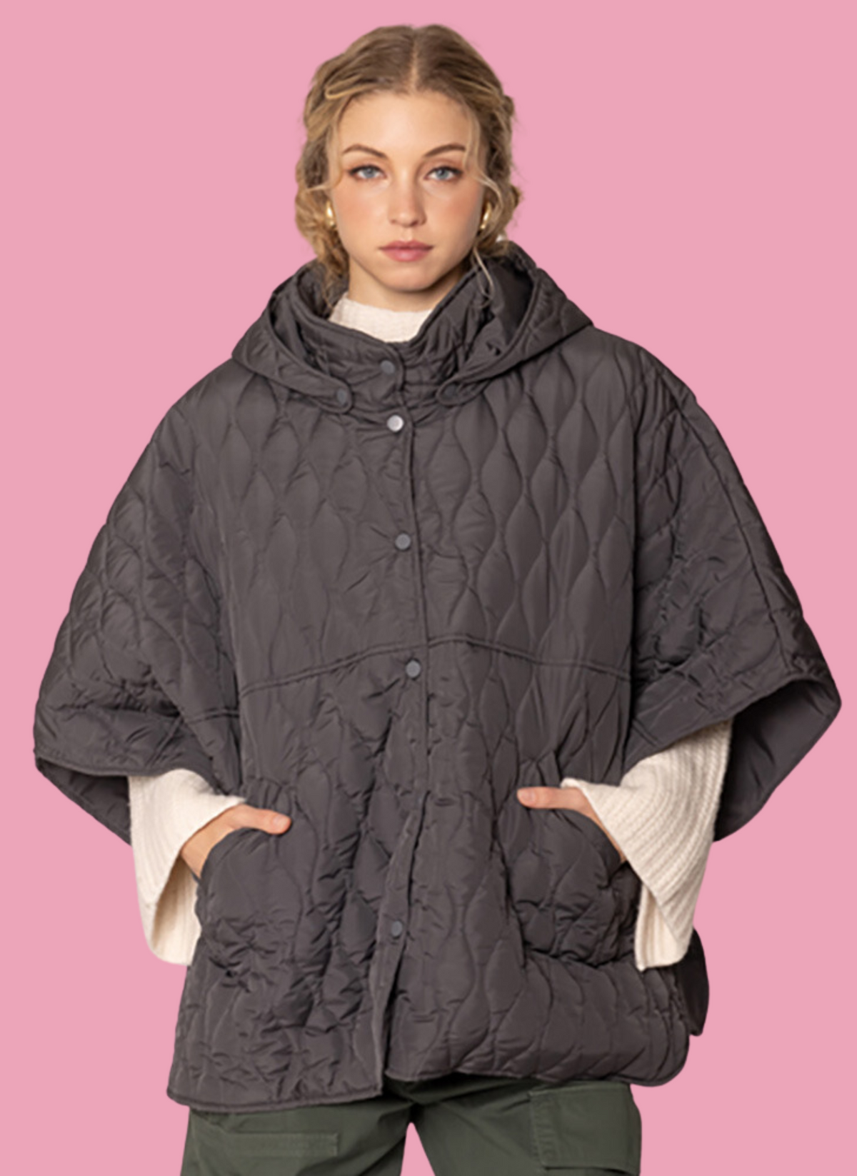 Quilted Puffer Poncho Just the Thing
