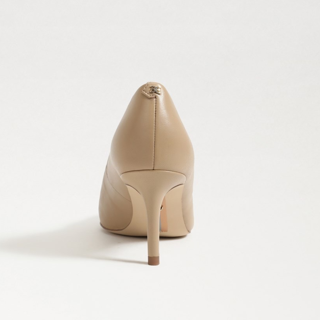 Vienna Pointed Toe Heel - Beige Leather