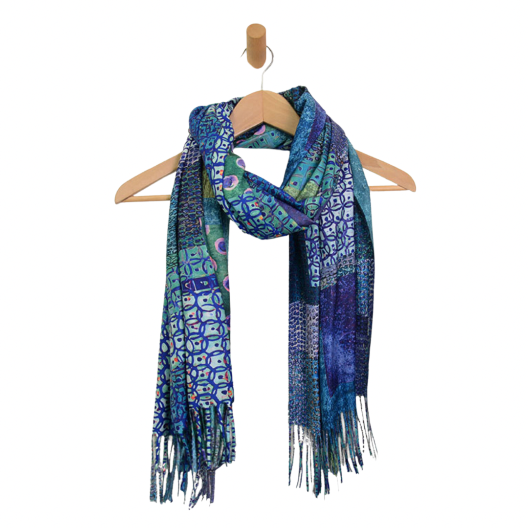 Reversible Boho Patch Fringe Scarf