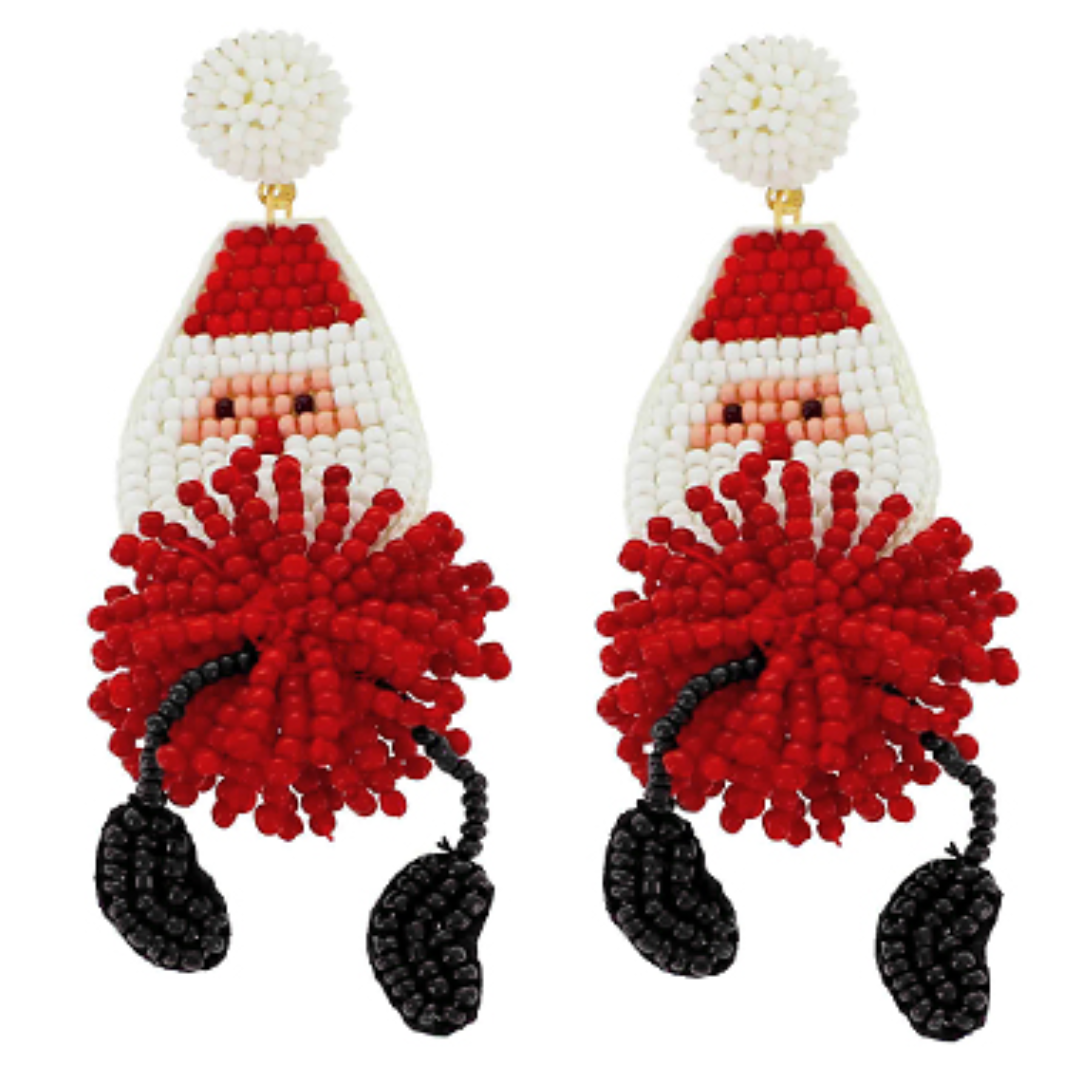 Bead Cluster Santa Earrings