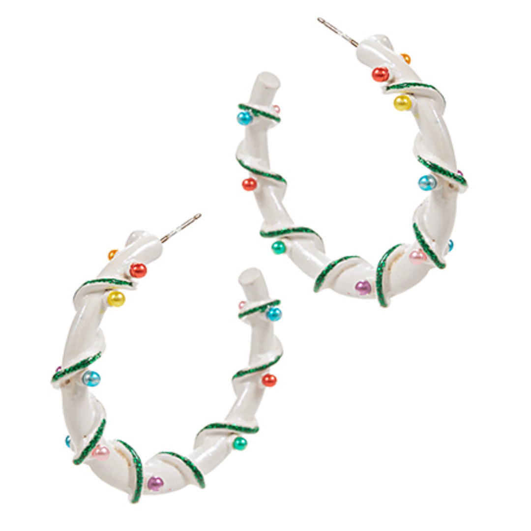 White Xmas Light Hoop Earrings