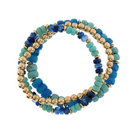 3 Row Colorful Marbled Bead Bracelet Set