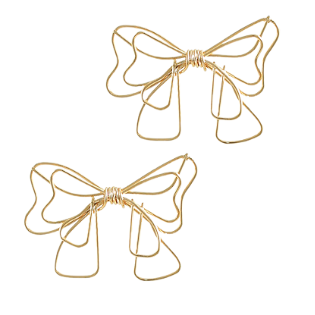 Wire Bow Stud Earrings