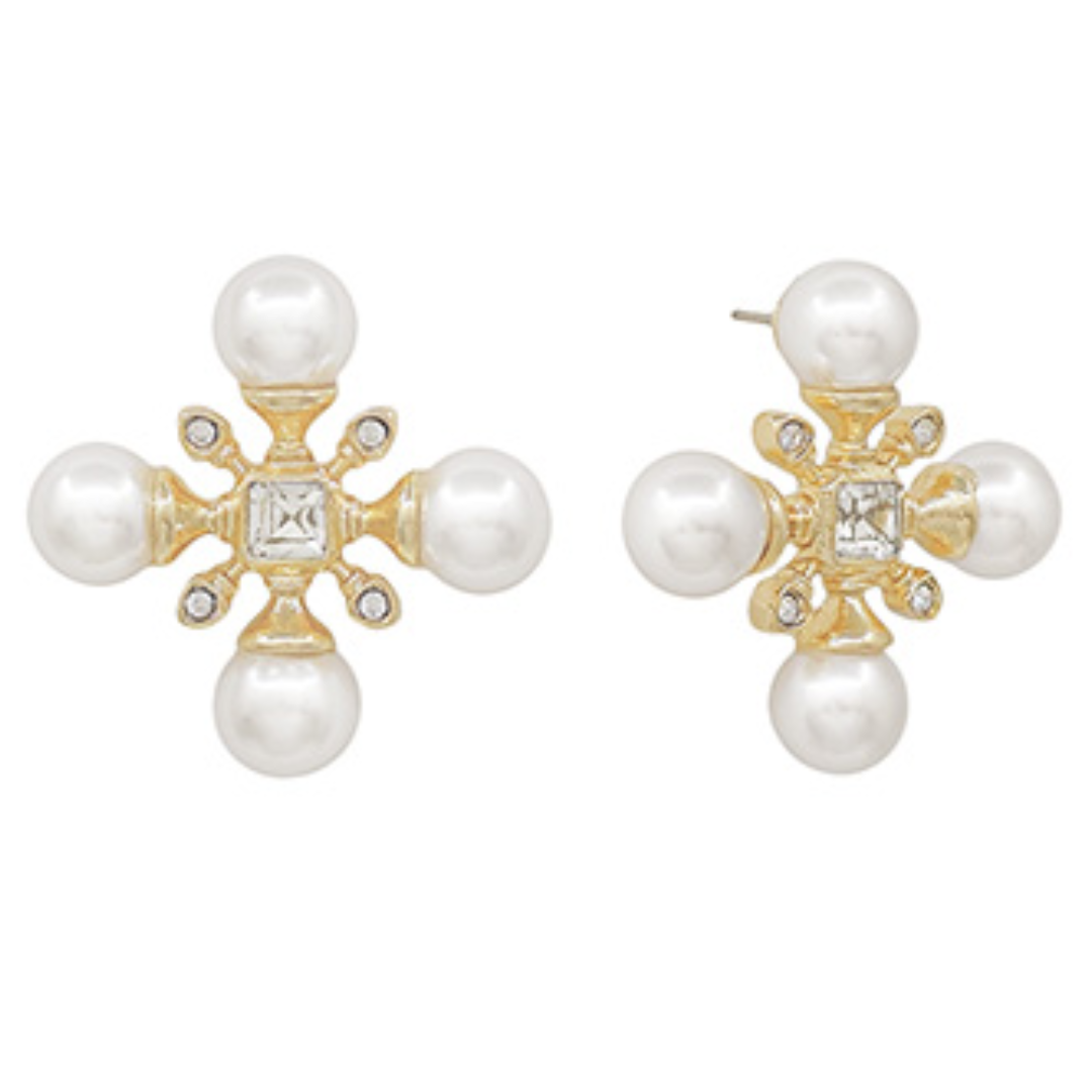 Antique Pearl Cross Earrings