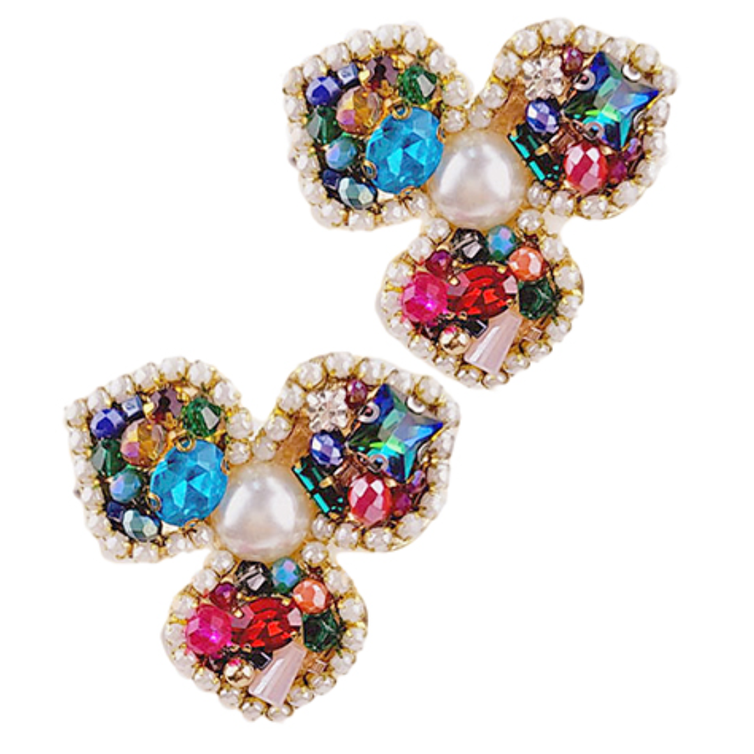 3 Petal Beaded Studs