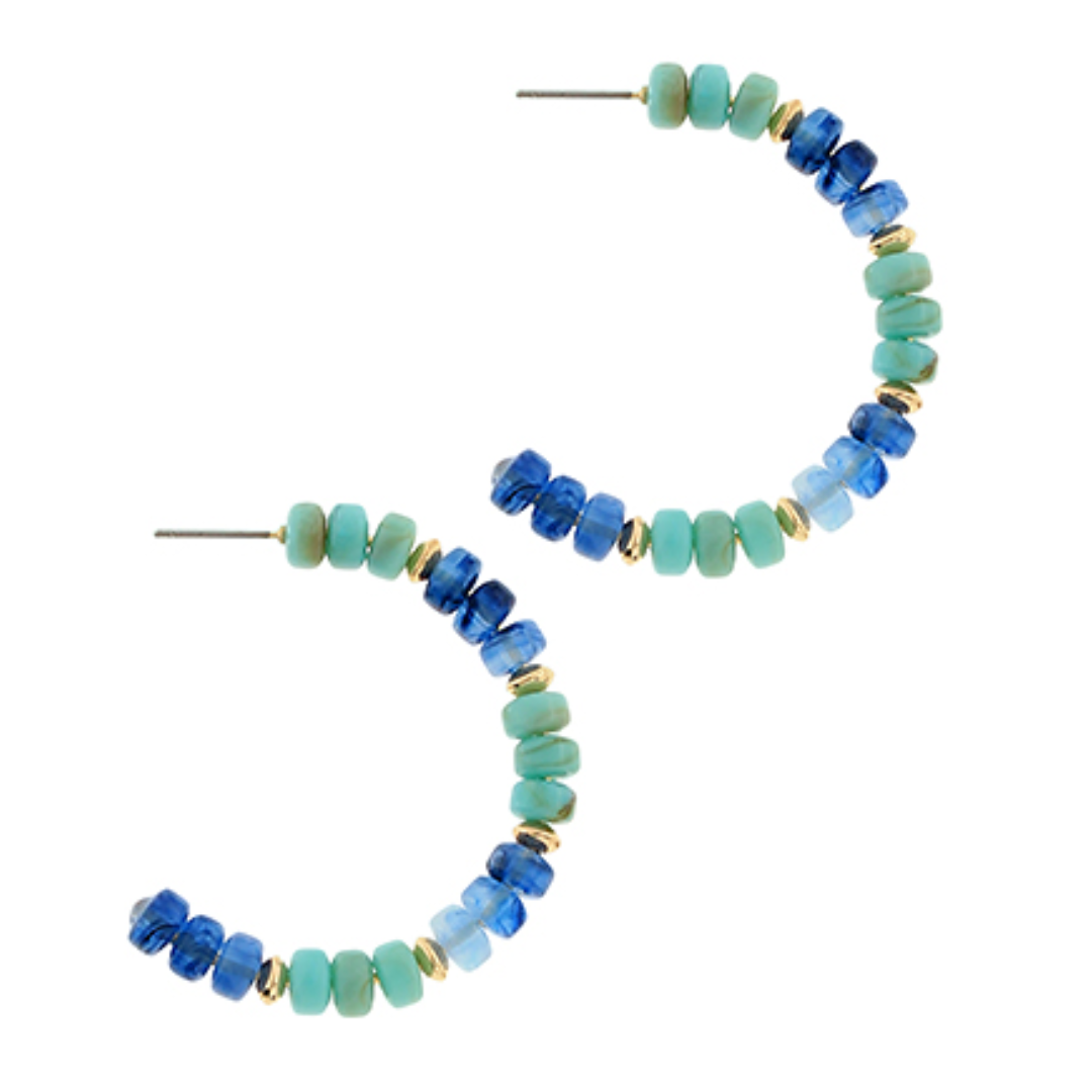 Colorful Marbled Bead Hoop Earrings