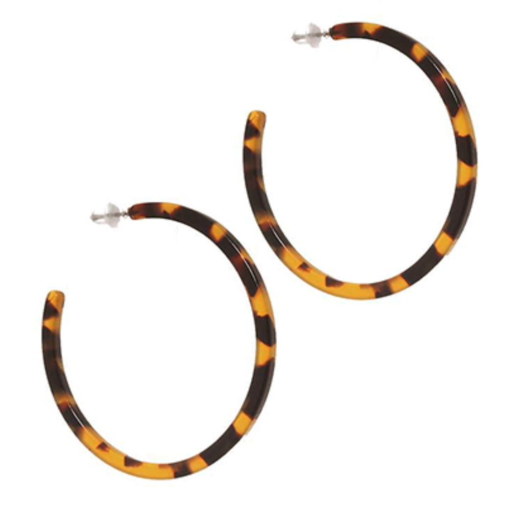 Skinny Tortoise Acrylic Hoop Earrings