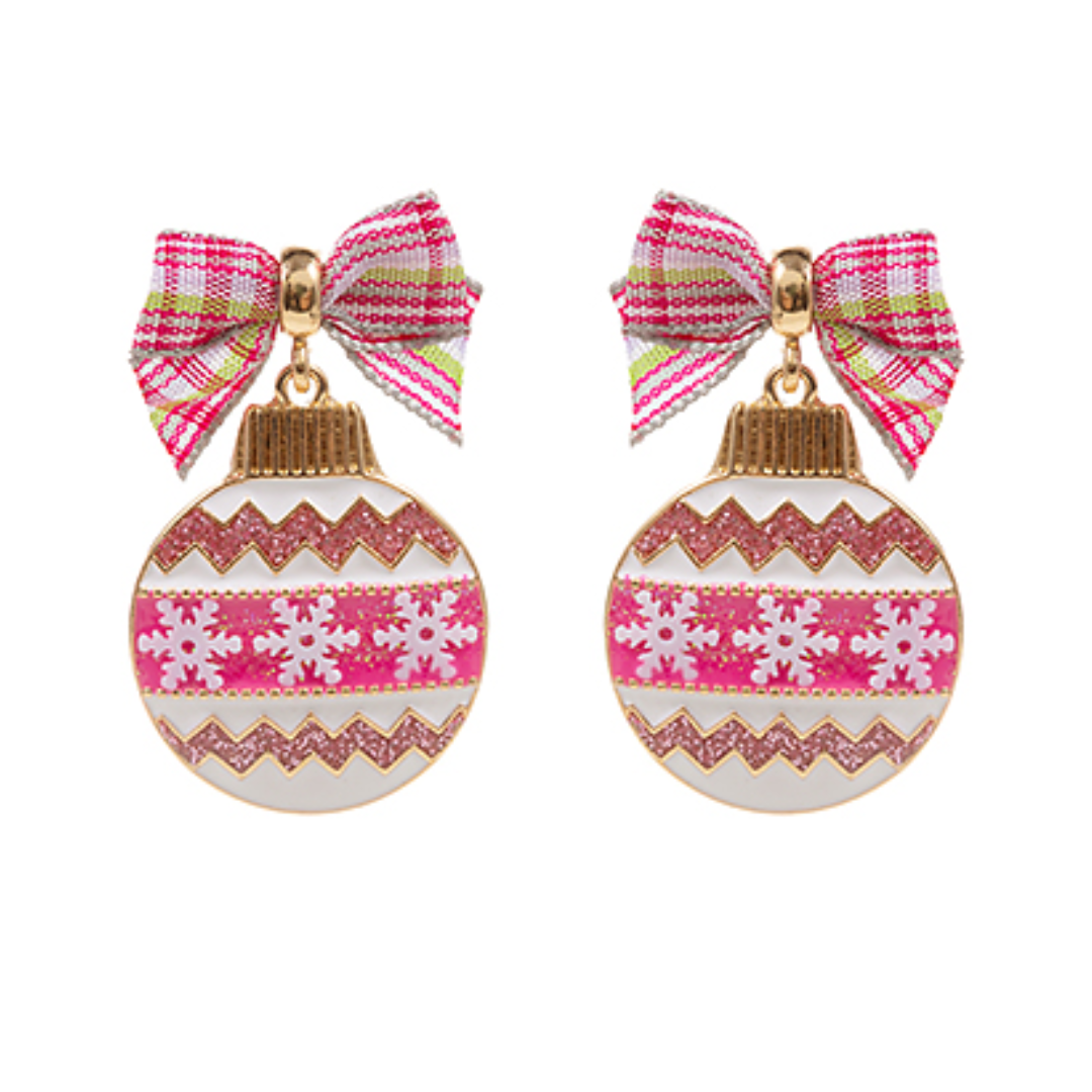 Ornament Plaid Bow Earrings