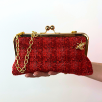Vintage Fabric Clutch w/ Bee Brooch
