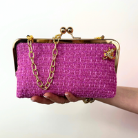 Vintage Fabric Clutch w/ Bee Brooch