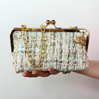 Vintage Fabric Clutch w/ Bee Brooch