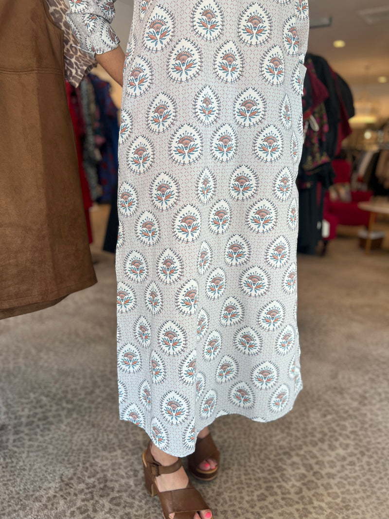 Sara Dress- Brown Medallion
