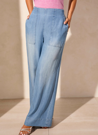 Tencel Pull-On Wide Leg Pants