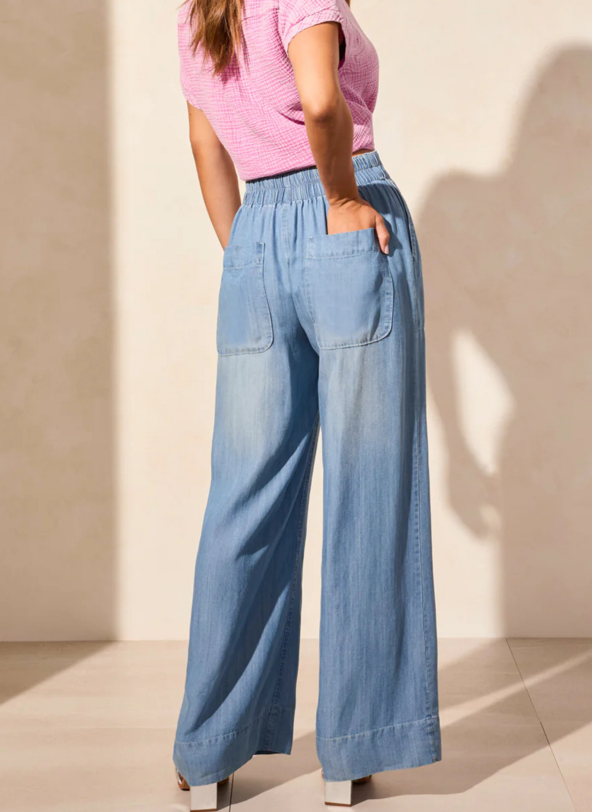 Tencel Pull-On Wide Leg Pants