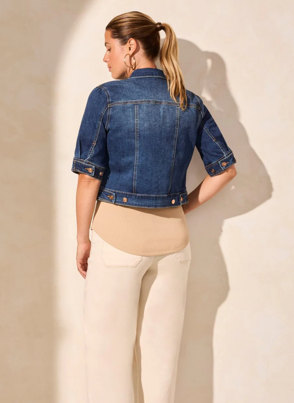 Comfort Stretch Elbow Sleeve Denim Jacket