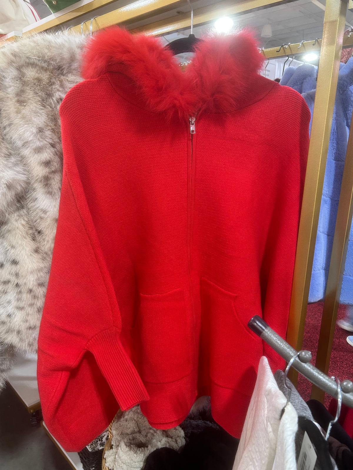 Zip Up Hoodie w/Fox Trim