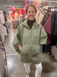 Quilted Poncho with Hood