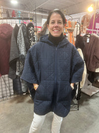 Quilted Poncho with Hood