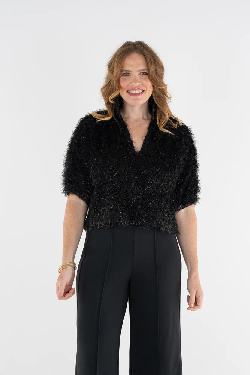 Estelle Feather Top - Black Tie