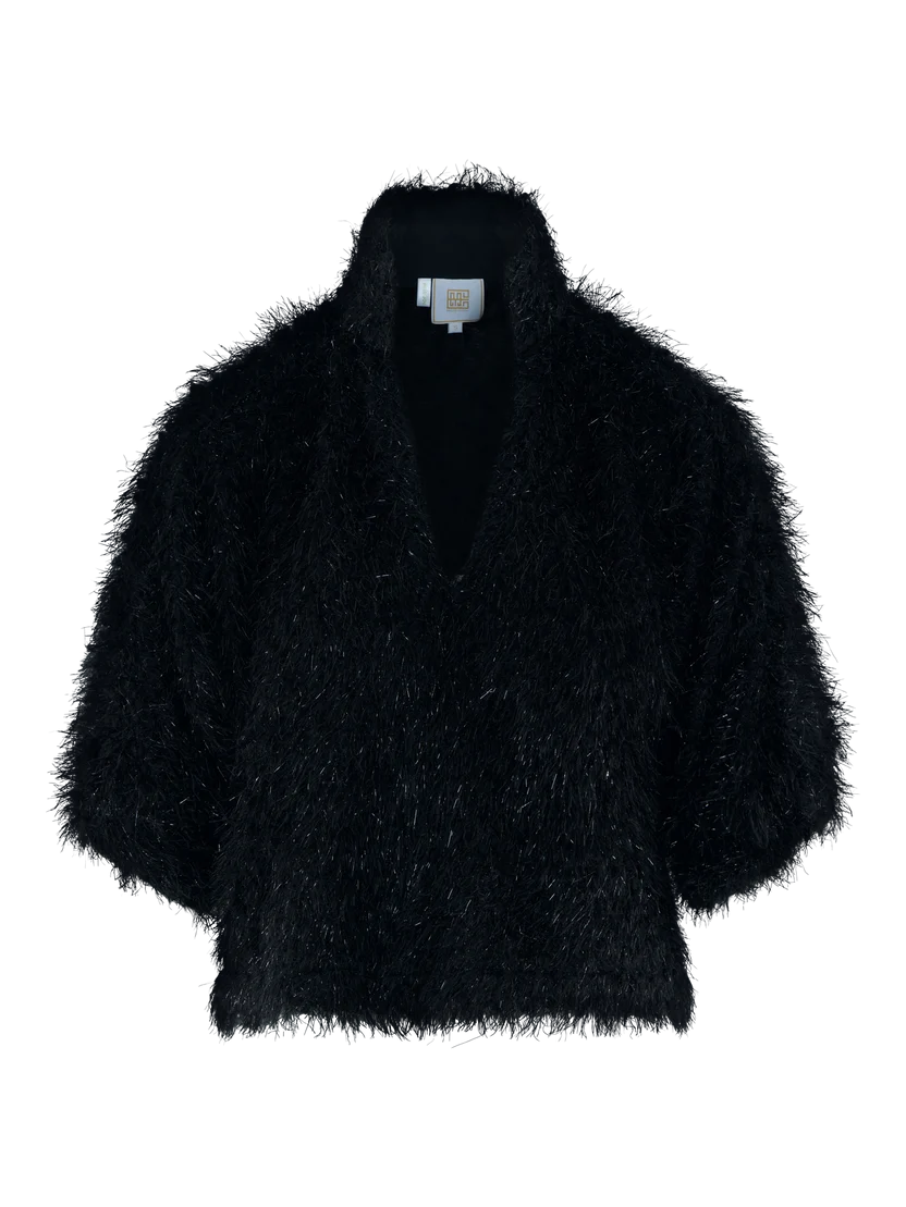 Estelle Feather Top - Black Tie