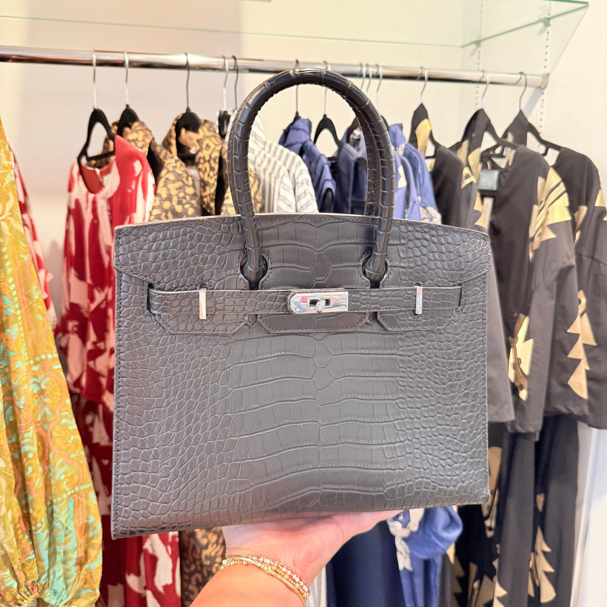 Large Croc Kelly Bag