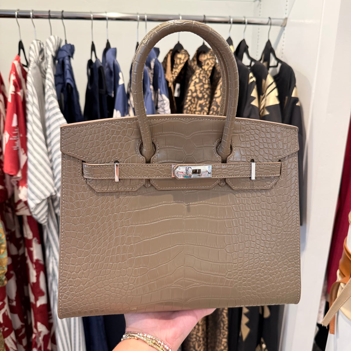 Large Croc Kelly Bag