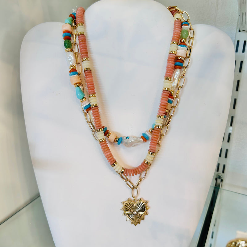 Layered Bead + Paperclip Necklace