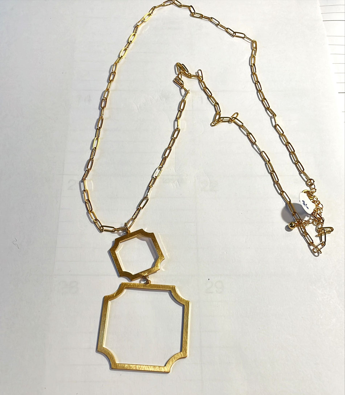 Long Paperclip Pendant Necklace