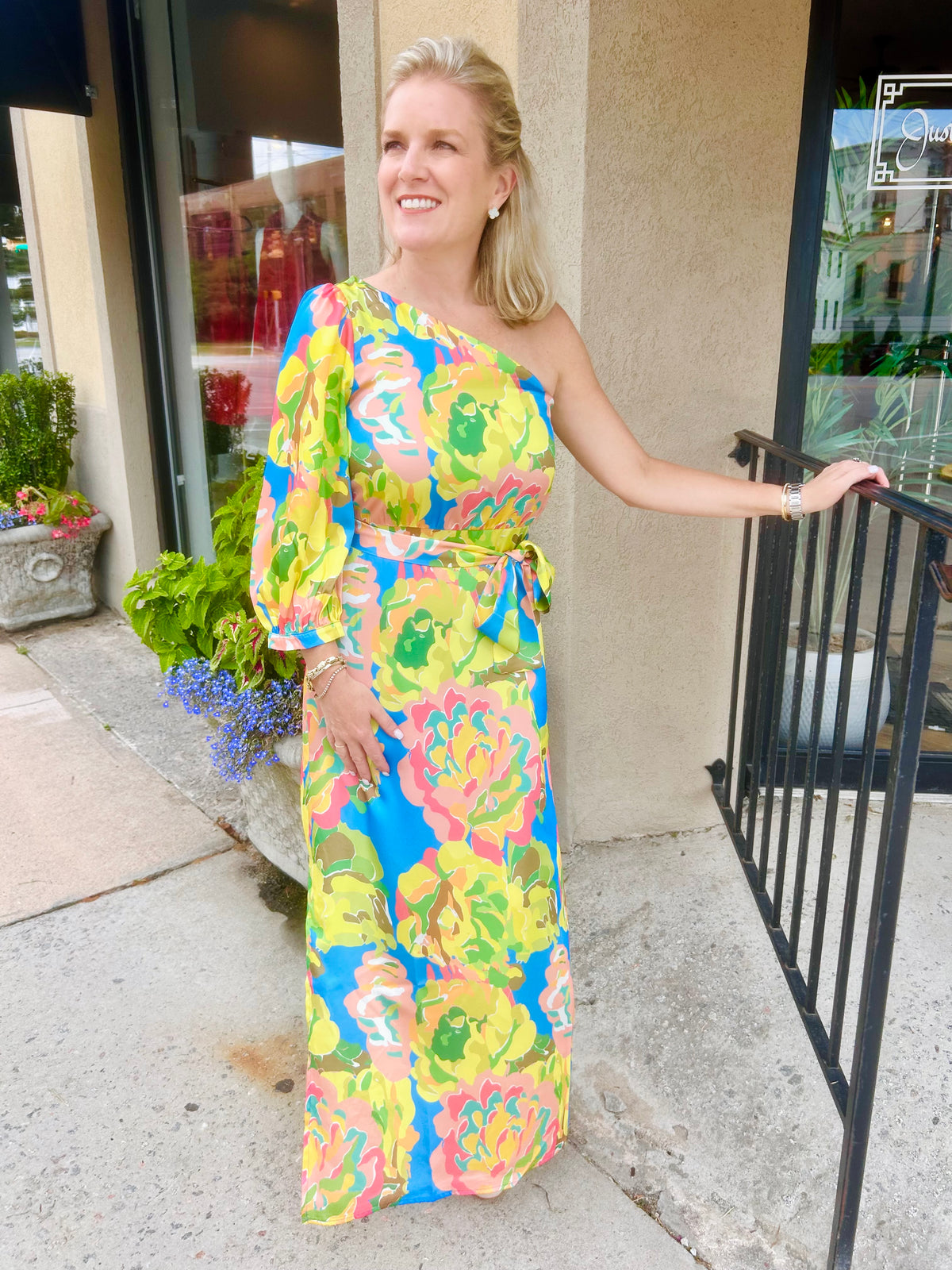 One Shoulder Column Dress - Chartreuse Dreams
