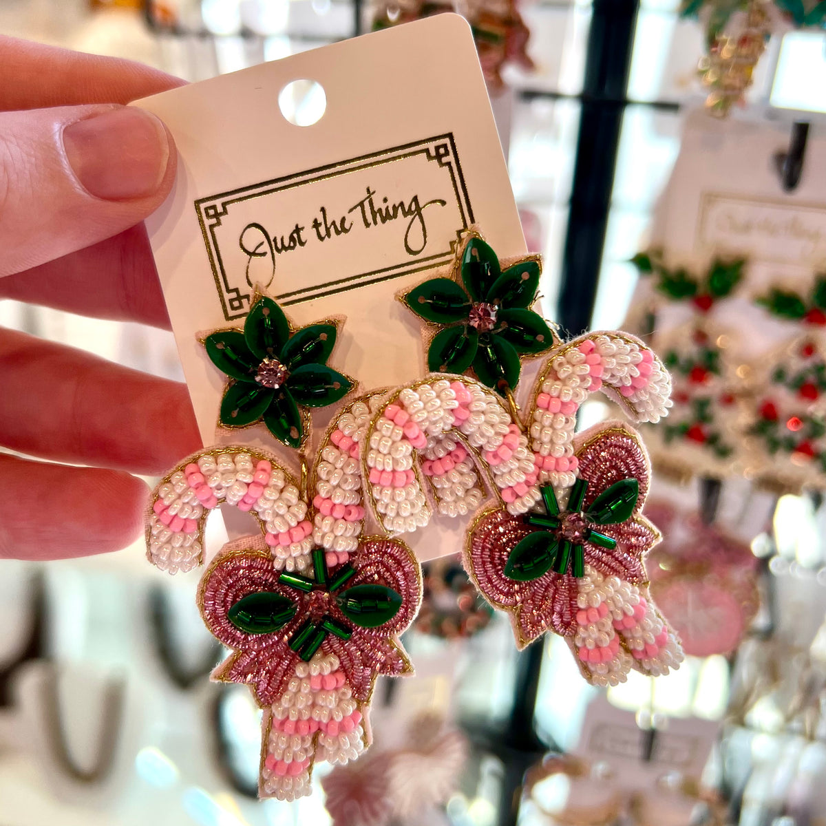 Beaded Candy Cane Earrings
