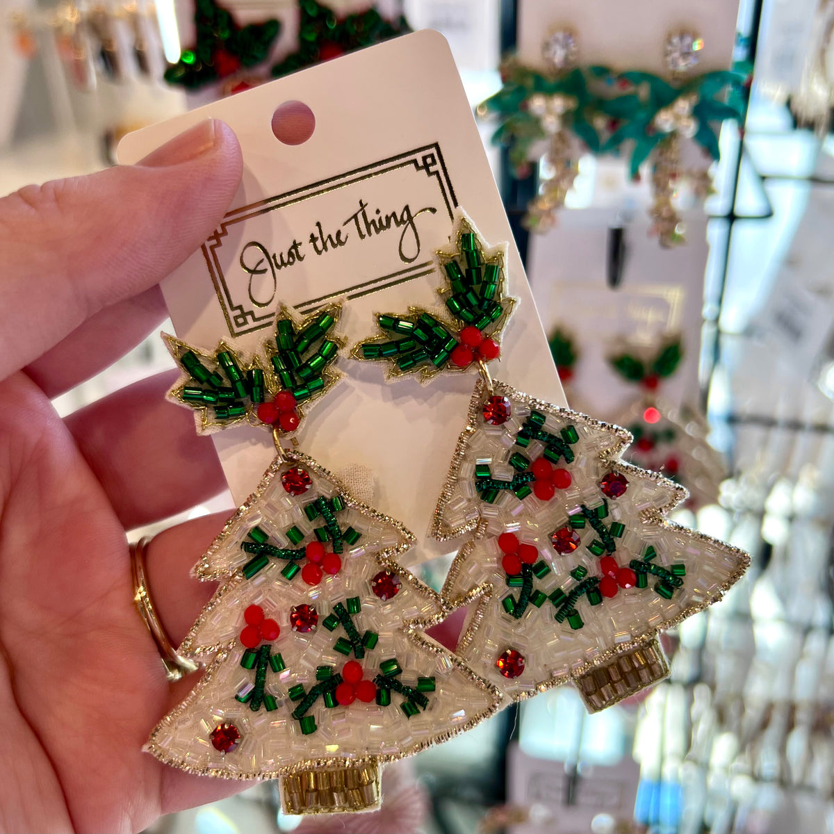 Holly Tree Xmas Earrings