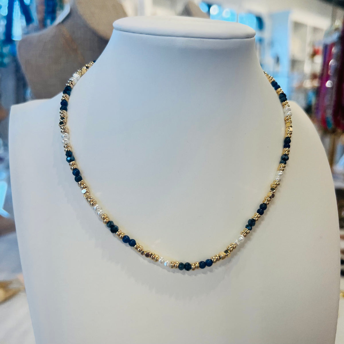 Quincey Semi-Precious Stone Beaded Choker Necklace