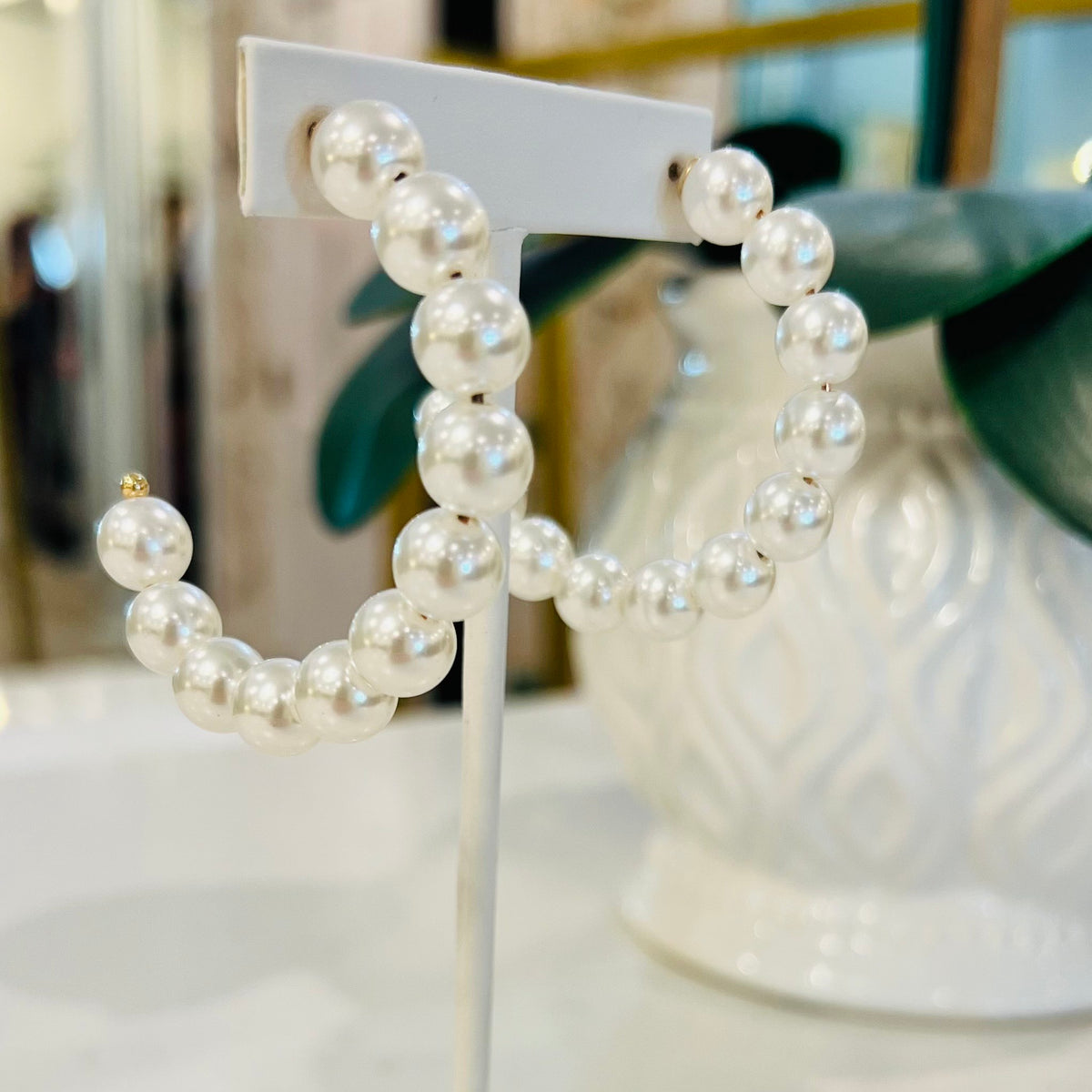 Amanda Open Pearl Hoop Earrings