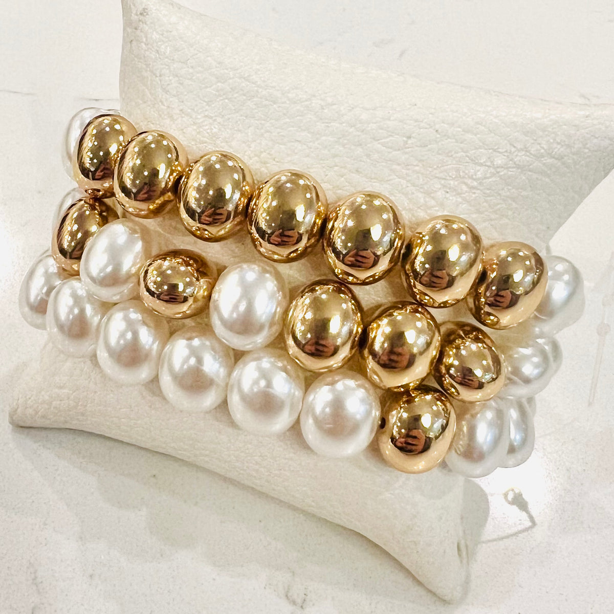 Oval Pearl + Bead Bracelet Set